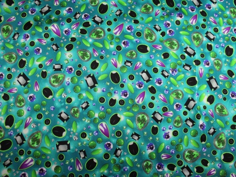 satyna jedwabna wzór diamenty na turkusie jedwab naturalny 100%