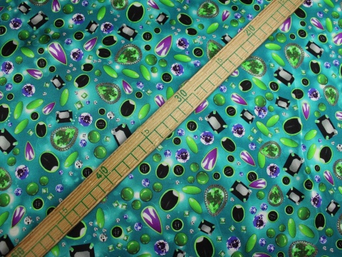 satyna jedwabna wzór diamenty na turkusie jedwab naturalny 100%