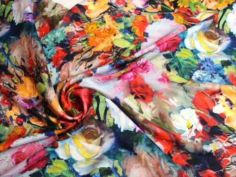 satyna-jedwabna-wzor-kwiaty-malowane-czerwone-100-jedwab-naturalny