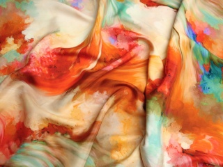 JEDWAB NATURALNY WZÓR MAZY CZERWONO RUDE