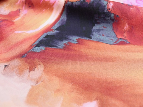 satyna jedwabna wzór mazy róż beż 100% jedwab naturalny