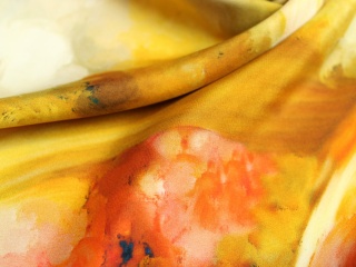 JEDWAB NATURALNY WZÓR MAZY ŻÓŁTO RUDE