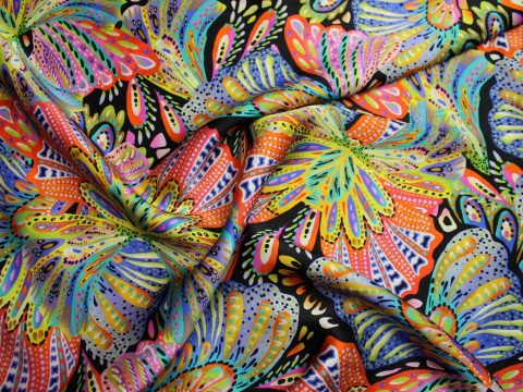 satyna jedwabna wzór multikolor jedwab naturalny 100%