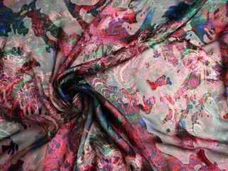 SZYFON JEDWABNY DEVORE WZÓR TURECKI RÓŻ