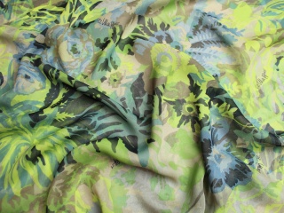 SZYFON JEDWABNY WZÓR JUNGLA ZIELEŃ