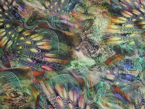 szyfon jedwabny wzór pawie pióra kolorowe jedwab naturalny 100%