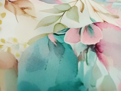 tkanina barbie kwiaty pastelowe mięta róż