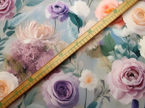 tkanina barbie róże pastelowe różowe na szarym tle