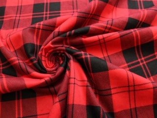 FLANELA BAWEŁNIANA KRATA CZERWONO-CZARNA