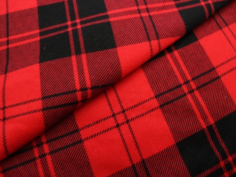tkanina flanela bawelniana poscielowa na metry krata czerwono czarna