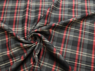 FLANELA BAWEŁNIANA KRATA SZARO-CZERWONA