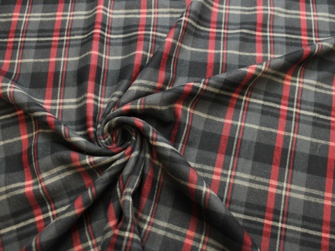 tkanina flanela bawelniana poscielowa na metry krata czerwono szara