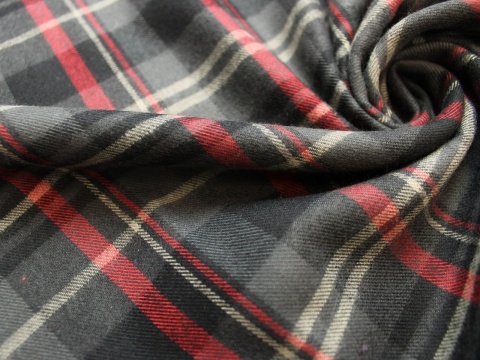 tkanina flanela bawelniana poscielowa na metry krata czerwono szara