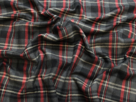 tkanina flanela bawelniana poscielowa na metry krata czerwono szara