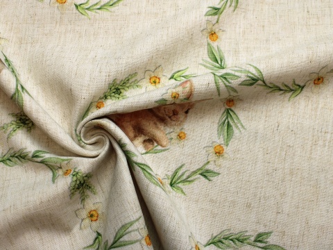 tkanina obrusowa wielkanocna lniana zajączek wielkanocny