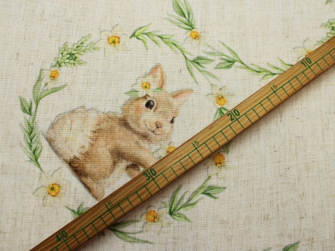 tkanina obrusowa wielkanocna lniana zajączek wielkanocny