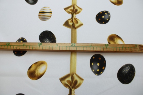 tkanina obrusowa wielkanocna pisanki glamour czarno złote