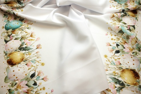 tkanina obrusowa wielkonocna pisanki pastelowe wzór bokiem