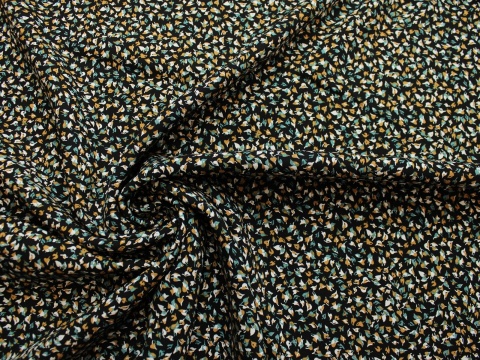 TKANINA WISKOZA WZÓR LISTKI NA CZARNYM