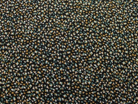 TKANINA WISKOZA WZÓR LISTKI NA CZARNYM