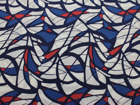 tkanina wiskozowa wiskoza wzór geometryczny niebiesko biały