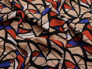 TKANINA WISKOZA WZÓR GEOMETRYCZNY BEŻOWY