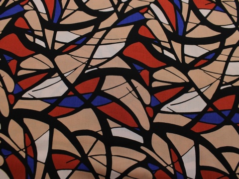 tkanina wiskozowa wiskoza wzór geometryczny pomarańczowo beżowy