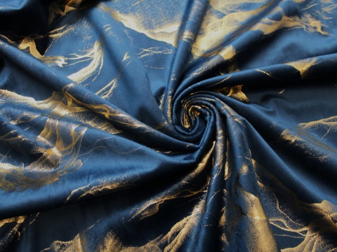 tkanina zaslonowa na zaslony na wymiar marmurek granat złoto
