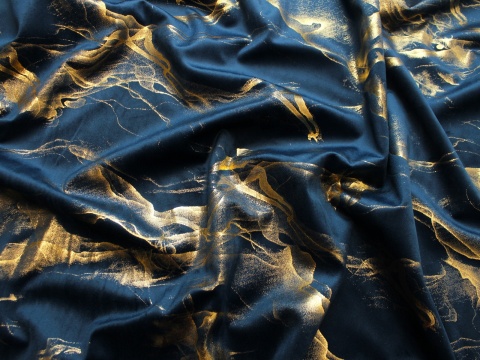 tkanina zaslonowa na zaslony na wymiar marmurek granat złoto