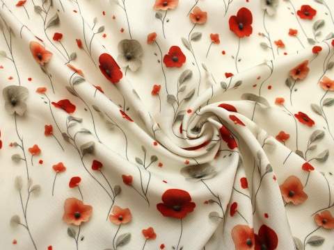 tkanina zasłonowa zasłony na wymiar obrus maki na beżu