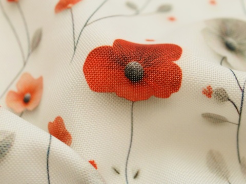 tkanina zasłonowa zasłony na wymiar obrus maki na beżu