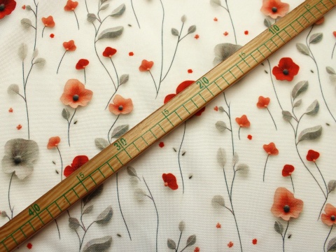 tkanina zasłonowa zasłony na wymiar obrus maki na beżu