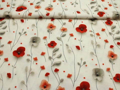 tkanina zasłonowa zasłony na wymiar obrus maki na beżu