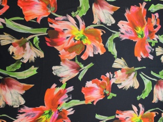 ŻORŻETA WISKOZOWA KWIATY POMARAŃCZ NA GRANACIE