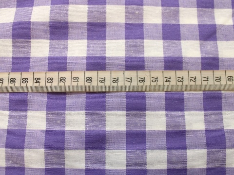 materiał w kratkę na zasłony obrusy biała-fioletowa szer. 280 cm