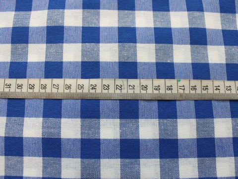 materiał w kratkę na zasłony obrusy biało-niebieska szer. 280 cm