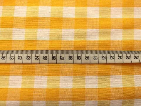 materiał w kratkę na zasłony obrusy biało-żółta szer. 280 cm