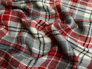 Wełna płaszczowa 100% krata popiel czerwień